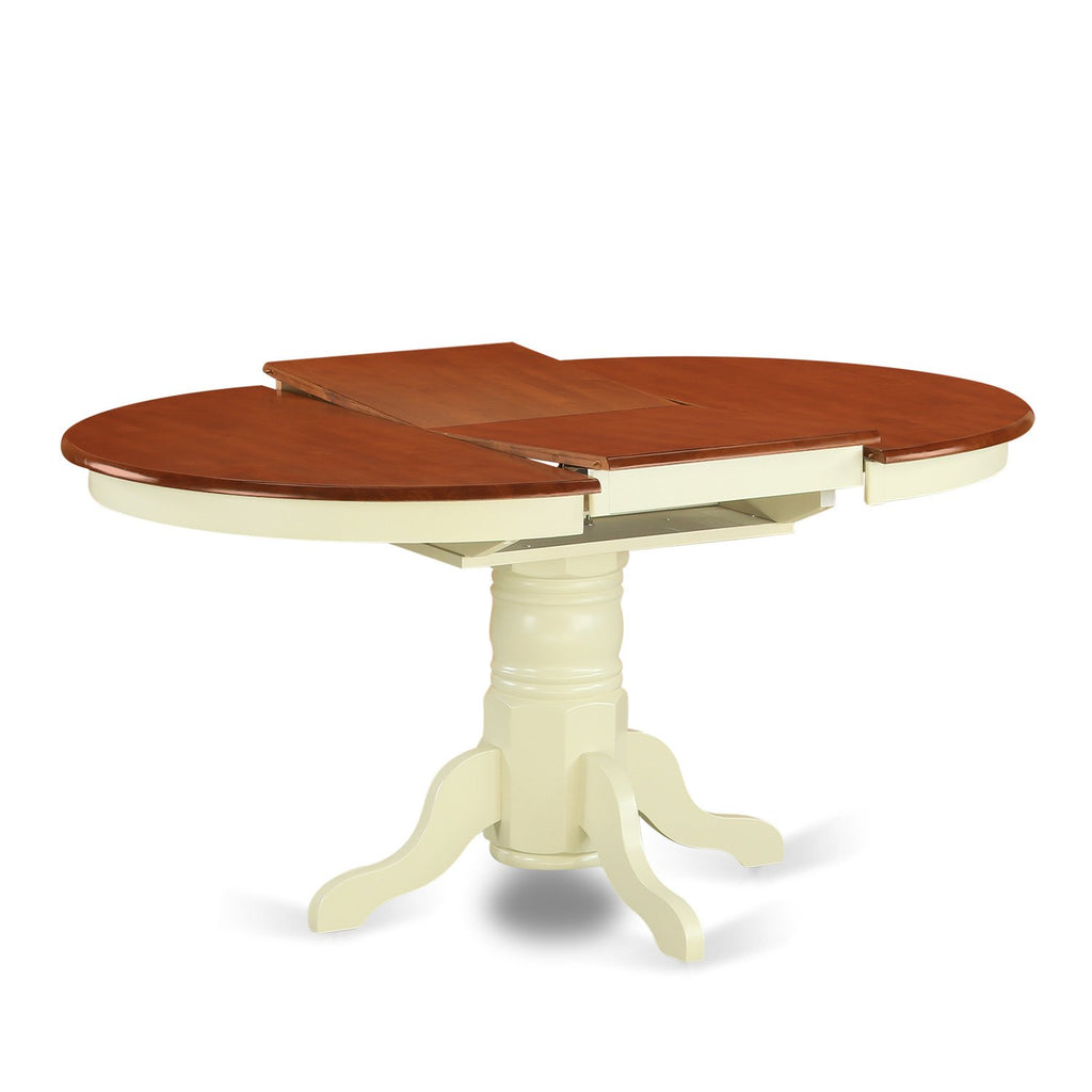 East West Furniture KENL7-WHI-W 7 Piece Modern Dining Table Set Consist of an Oval Wooden Table with Butterfly Leaf and 6 Kitchen Dining Chairs, 42x60 Inch, Buttermilk & Cherry
