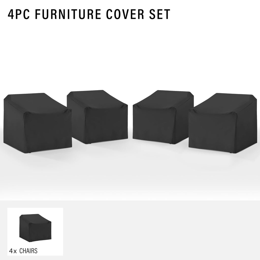 Crosley Furniture Patio Furniture Covers, Waterproof 4-Piece Outdoor Chair Cover Set For Backyard, Black