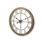 HomeRoots Wood 25' Round Large BrownFarmhouse Style Wall Clock