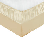 Treely 4 Piece Satin Sheets Twin Size Silky Smooth Beige Satin Sheet Set With Deep Pocket, Satin Fitted Sheet, Flat Sheet, 2 Sat