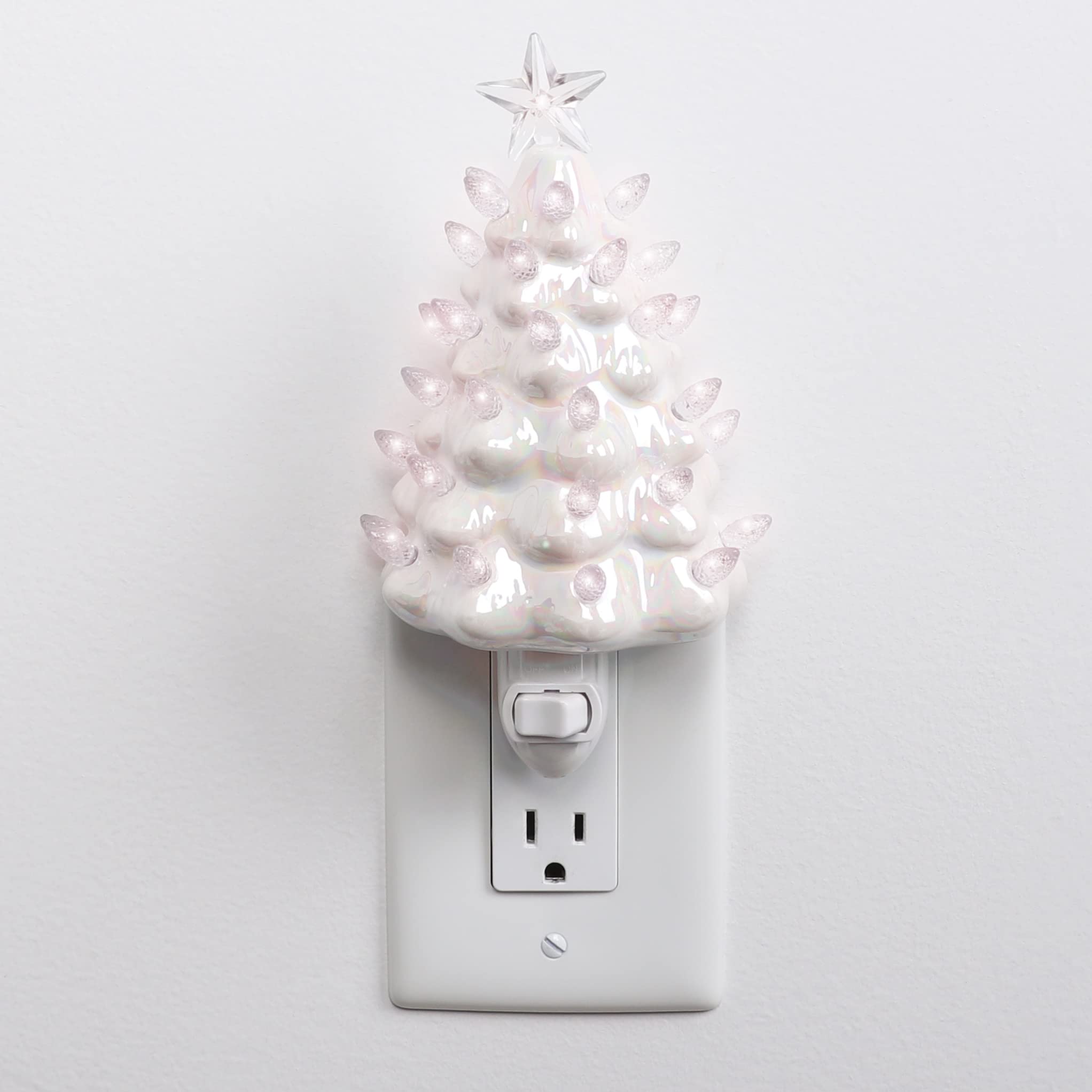 Milltown Merchants Ceramic Christmas Tree Night Light - Plugin Christmas Tree with Lights - Lighted Vintage Ceramic Tree - Mini 