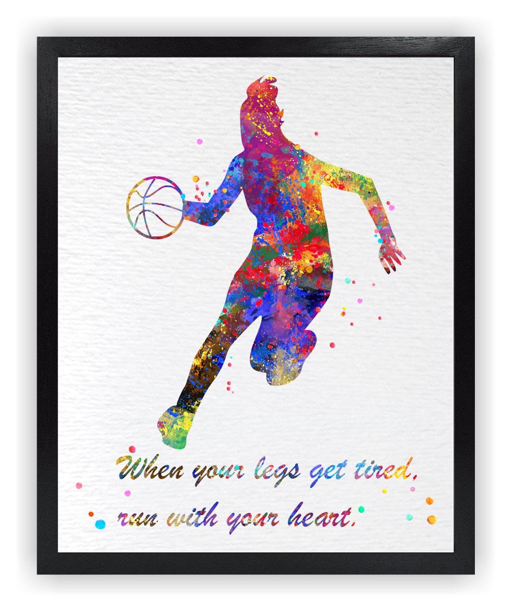 Dignovel Studios 13X19 Unframed Basketball Girl When Your Legs Get Tired Motivational Watercolor Art Print Poster Housewarming W