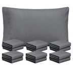 FreshCulture Dark Grey Pillowcases King Size 12 Pack - Bulk Pillowcase Set - Envelope Closure - Soft Brushed Microfiber Fabric -