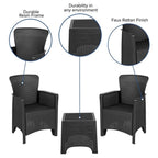 Flash Furniture Seneca Dark Gray Faux Rattan Plastic Chair Set with Matching Side Table