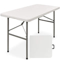 Best Choice Products 4Ft Plastic Folding Table, Indoor Outdoor Heavy Duty Portable W/Handle, Lock For Picnic, Party, Camping - White