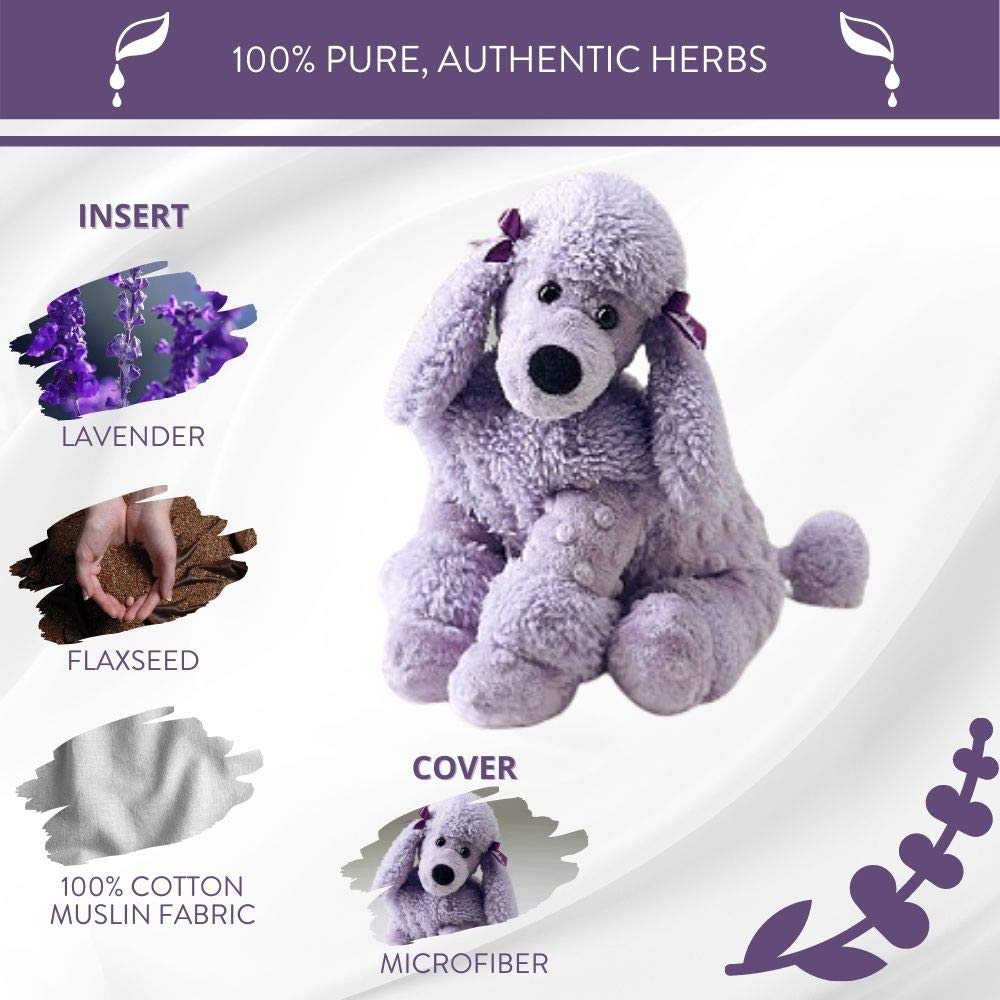 Sonoma Lavender Microwaveable Aromatherapy Stuffed Pillows, Plush Dog, Lavender Scented With Removable Washable Cover (Poodle)