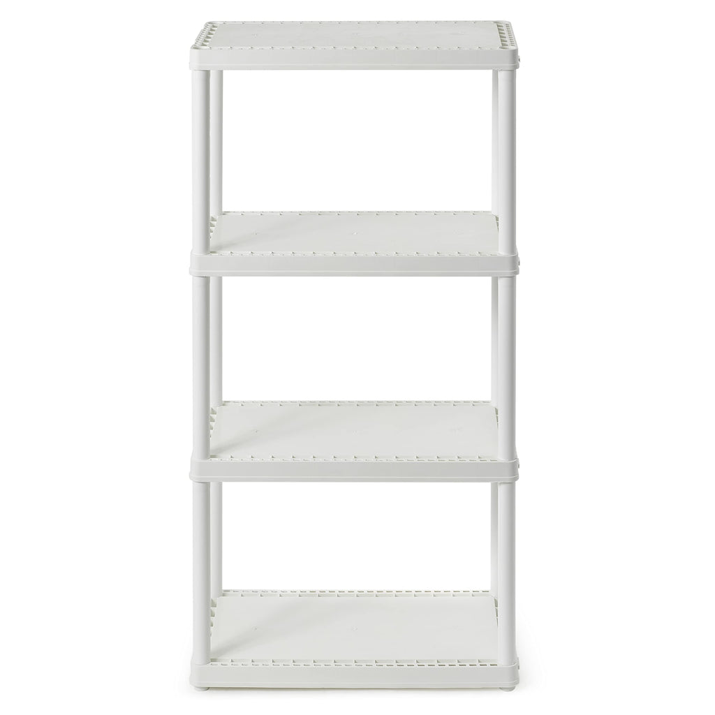 Gracious Living 4 Shelf Fixed Height Solid Light Duty Storage Unit 24 X 12 X 48 Organizer System For Home, Garage, Basement, And Laundry, White