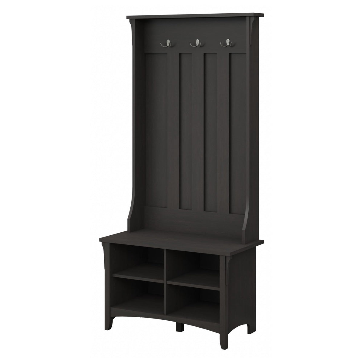 Bush Furniture Salinas Hall Tree with Shoe Storage Bench in Vintage Black