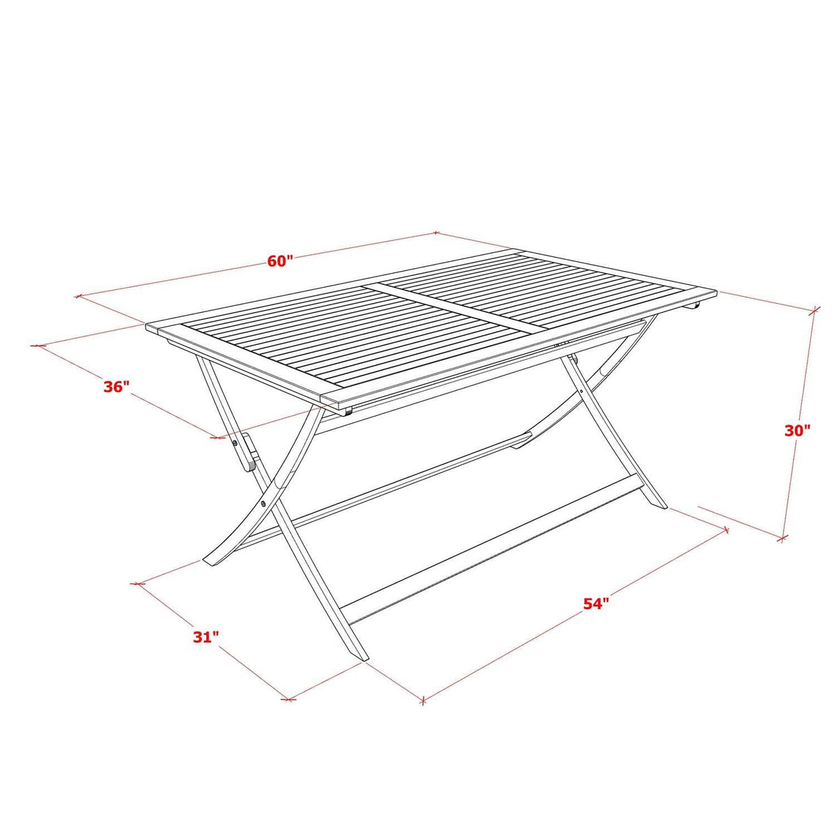 East West Furniture AECM5CANA 5 Piece Outdoor Patio Dining Sets Includes a Rectangle Acacia Wood Table and 4 Folding Arm Chairs, 36x60 Inch, Natural Oil