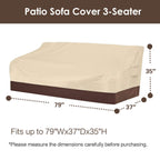 Vailge Heavy Duty Patio Sofa Cover, 100% Waterproof 3-Seater Outdoor Sofa Cover,Lawn Patio Furniture Covers With Air Vent And Handle,79' Wx 37' Dx 35' H,Beige&Brown