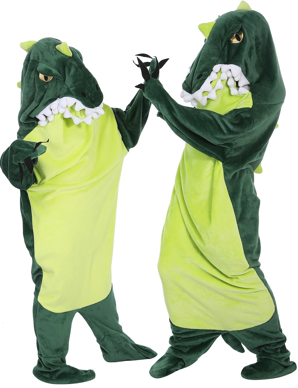 NAFLEAP Wearable Blanket Hoodie kids Shark Dinosaur Onesie Costume Gifts for Girls, Dinosaur green, 130