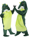 NAFLEAP Wearable Blanket Hoodie kids Shark Dinosaur Onesie Costume Gifts for Girls, Dinosaur green, 140