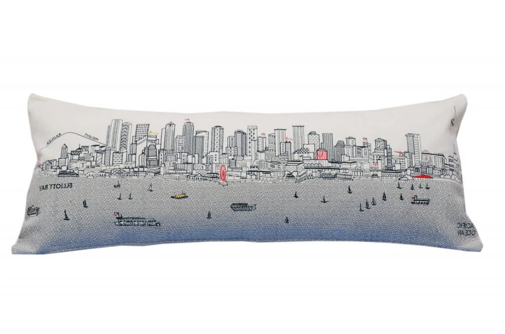 HomeRoots Cream 35' White Seattle Daylight Skyline Lumbar Decorative Pillow