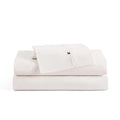 Tommy Hilfiger - Sheet Set, Cotton Washed Percale Bedding with Matching Pillowcases, Crisp & Cool, Solid Home Essentials (Ivory,