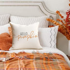Rabusofa Fall Pillow Covers 18X18 White Hello Pumpkin Autum Pillows Decorative Throw Pillows,Outdoor Thanksgiving Cushion Cover