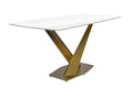 Modern Dining Table Gold Base, With 55 White/Gold Sintered Stone Top