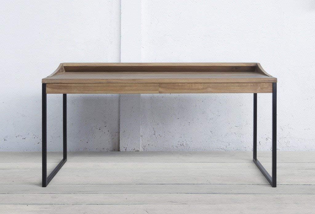 Aprodz Solid Wood Spotlight Study Desk Table For Home And Office | Natural + Black Powderrcoated Finish