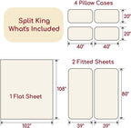 Mellanni Split King Sheet Set - 7-Piece Iconic Collection Bedding, (Including 4 Pillowcases), 16-Inch Deep Pocket, Easy Care, Extra Soft, Cooling Sheets, Brushed Microfiber - Blue Hydrangea