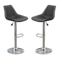 Poundex Set of 2 Upholstered Adjustable Barstool in Ebony and Grey