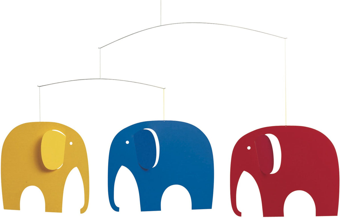 Elephant Party Hanging Nursery Mobile - 25 Inches - High Quality Plastic - Handmade in Denmark by Flensted