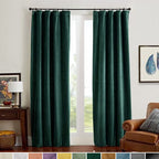 Lazzzy Velvet Blackout Curtains Emerald Green 90 Inches Long Thermal Insulated Drapes For Bedroom Living Room Darkening Window T
