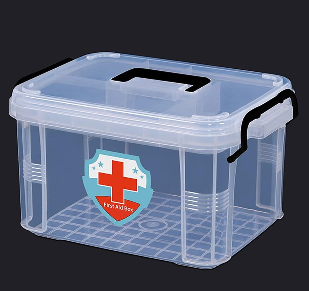 Wolpin Medicine Box for Home  Rectangular Medical and Emergency First Aid Container With Handle, Detachable Tray, MultiPurpose