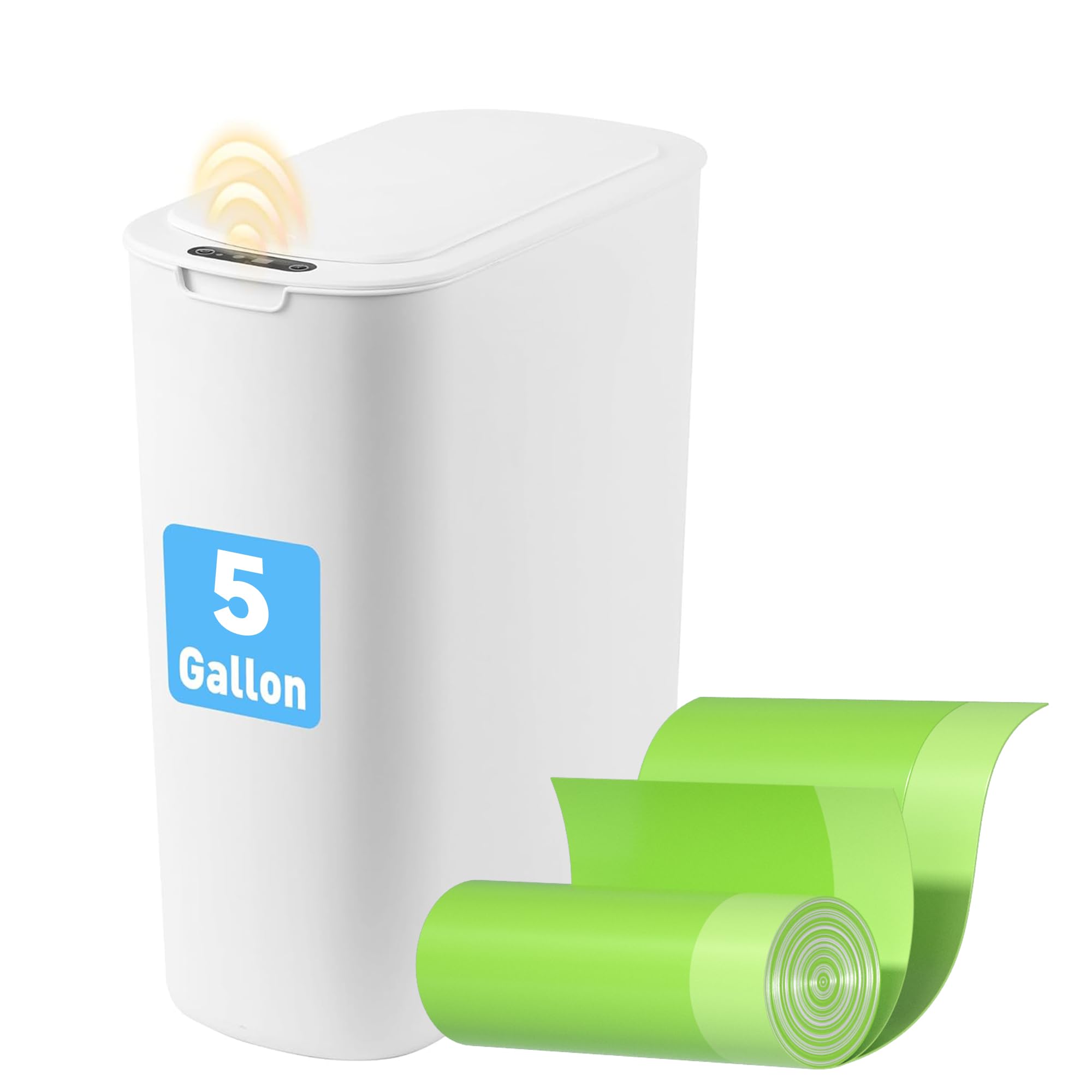 FRESHLIX 5 Gallon Motion Sensor Bathroom Automatic Trash Can with Lid (5 Gallon White)
