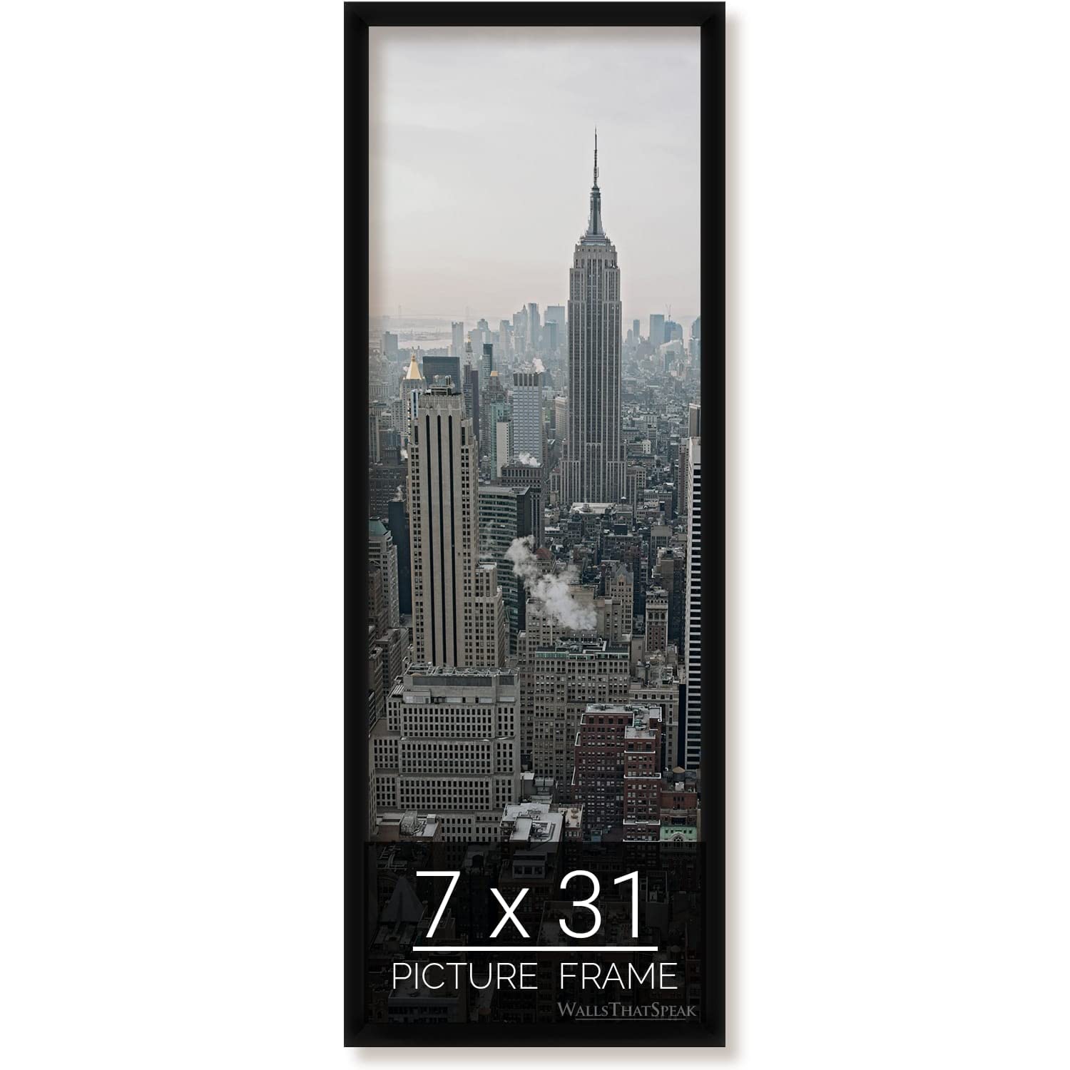 wallsthatspeak 7x31 Black Picture Frame for Puzzles Posters Photos or Artwork