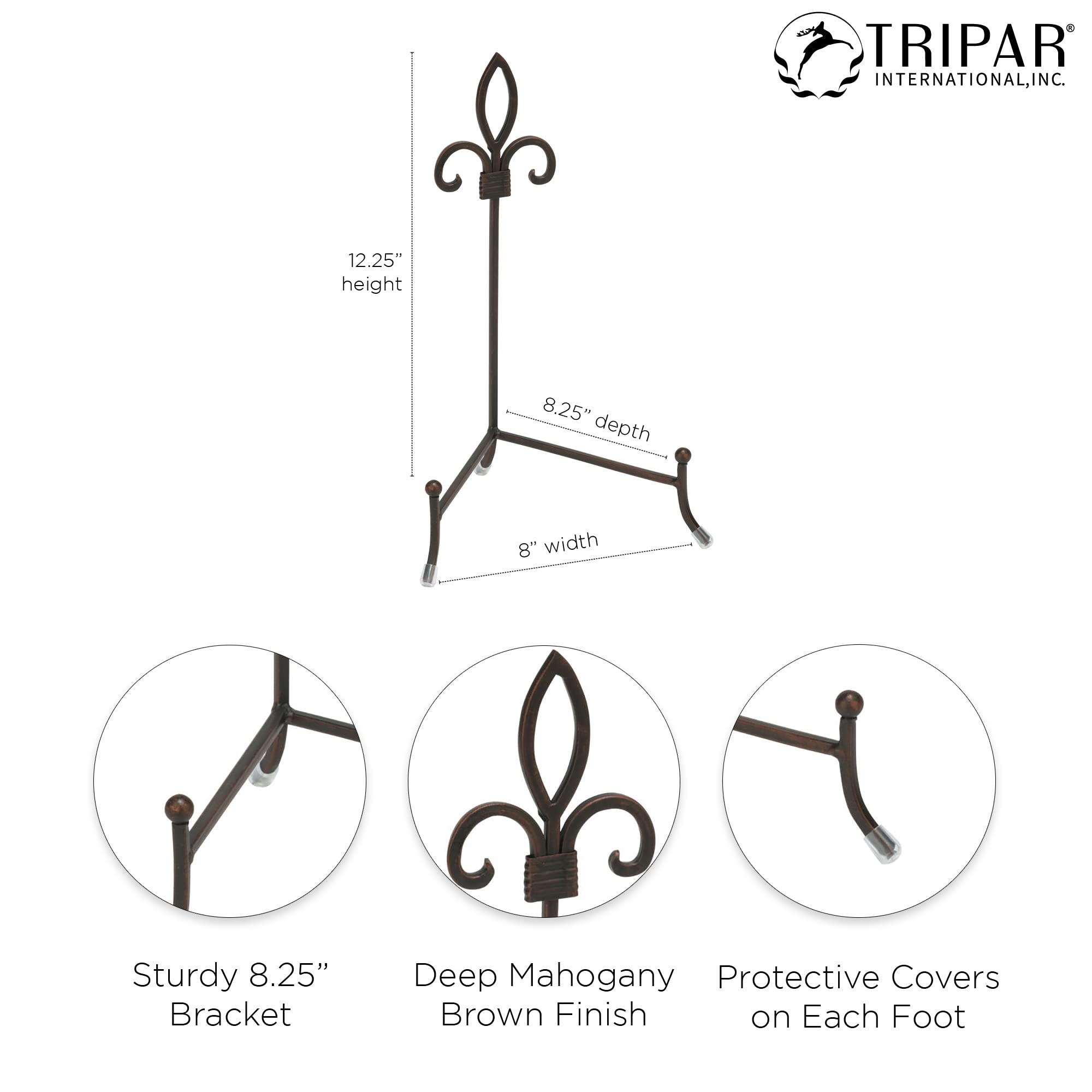 Tripar Large York Metal Display Stand For Pictures, Artwork, Bowls, Cookbooks, Platters, & Plates