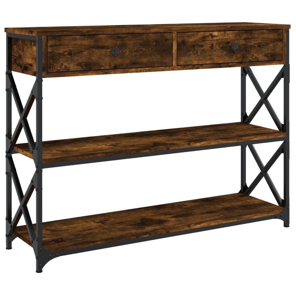 vidaXL Console Table Smoked Oak 39.4inchx11inchx29.5inch Engineered Wood