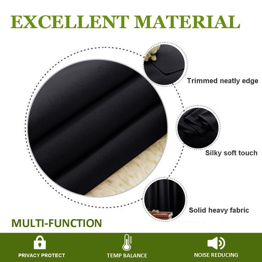 Nicetown Halloween Light Reducing Grommet Curtain - (W120 X L84, Black, 1 Piece) Tripe Woven Textured Soft Curtain Panel For Liv