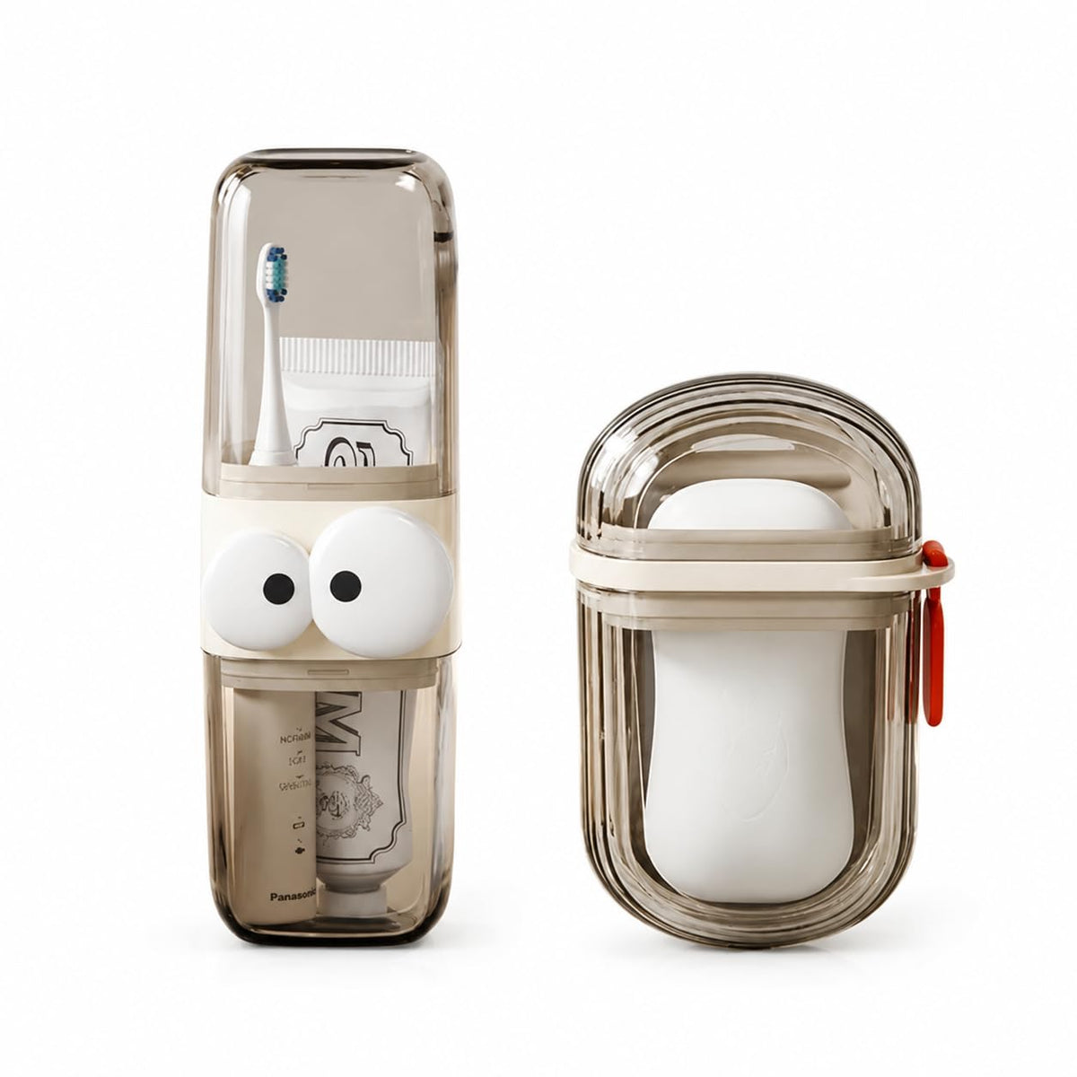 Toothbrush Holder & Soap Holder Combo For Bathroom | Portable Toothbrush Travel Case With Protective Cover, Soap Storage Box | D