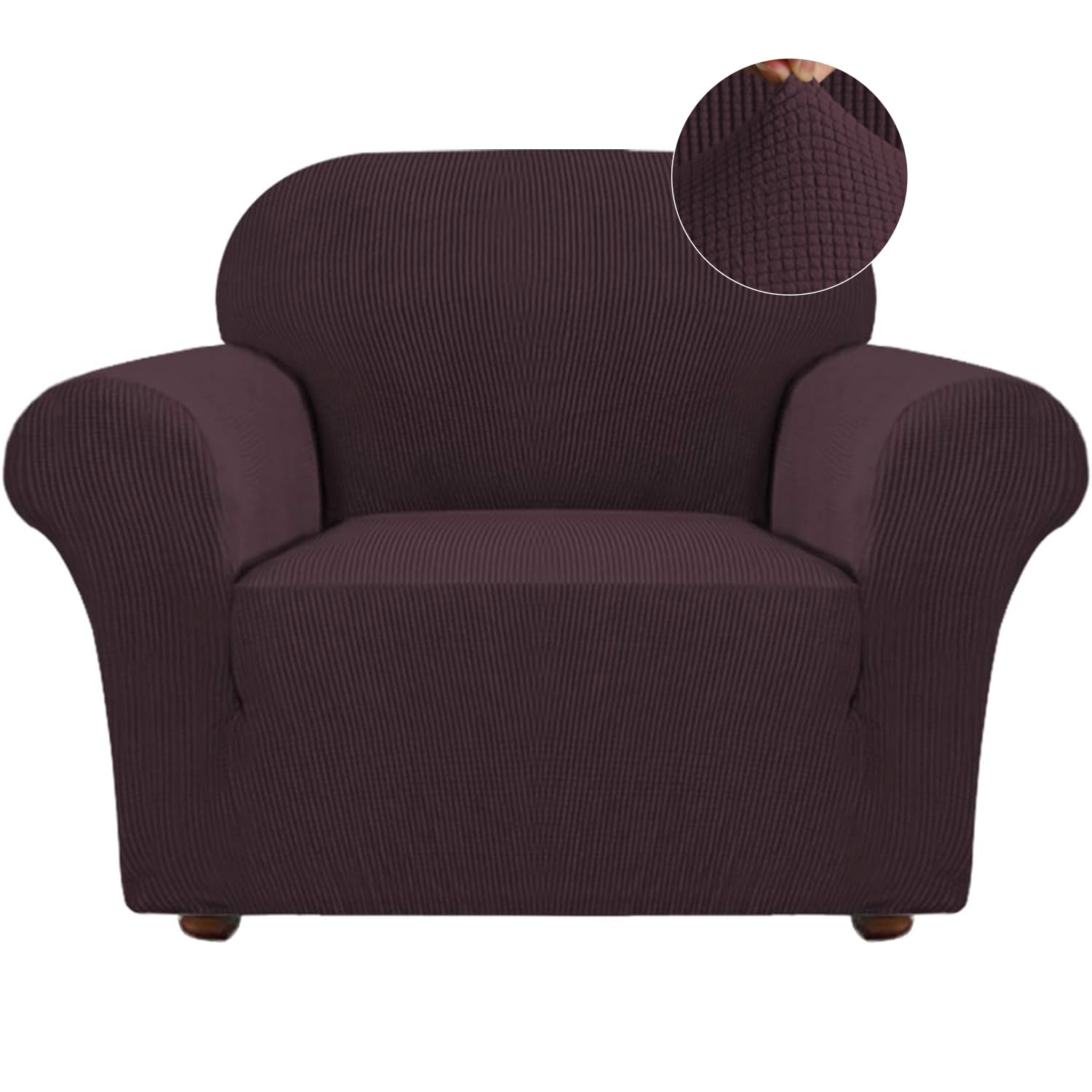 Turquoize Stretch Sofa Slipcover Chair Slipcover 1 Piece Chair Covers For Living Room Armchair Covers Slipcovers With Jacquard Fabric And Elastic Bottom Pet Furniture Protector (Armchair, Brown)