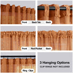 Koufall Burnt Orange Curtains 84 Inch Length For Living Room,Bohemian Autumn Boho Fall Decor Back Tab Pom Pom Textured Sheer Curtains For Dining Room Bedroom 52X84 Inches Long Set 2 Panels