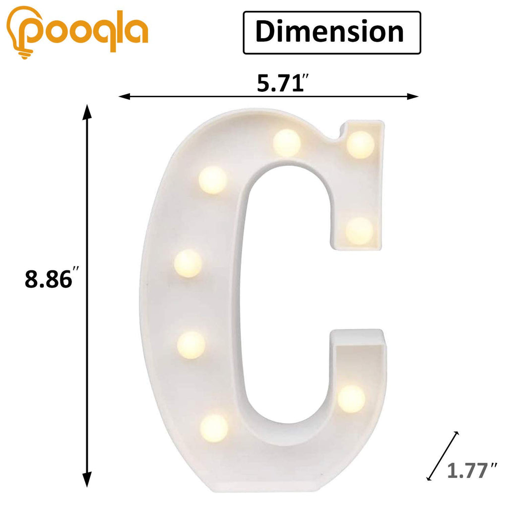 Pooqla Led Marquee Letter Lights Sign, Light Up Alphabet Letter For Home Party Wedding Decoration C