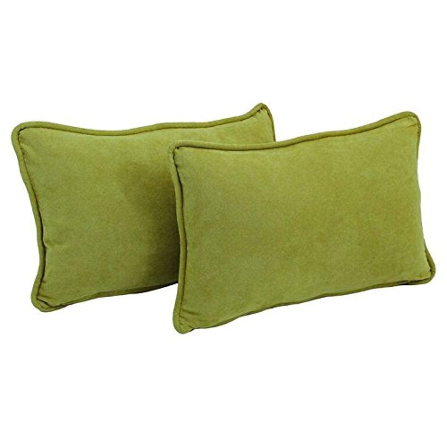 Blazing Needles Corded Solid Microsuede Rectangular Throw Pillows with Inserts (Set of 2), 20" by 12", Mojito Lime