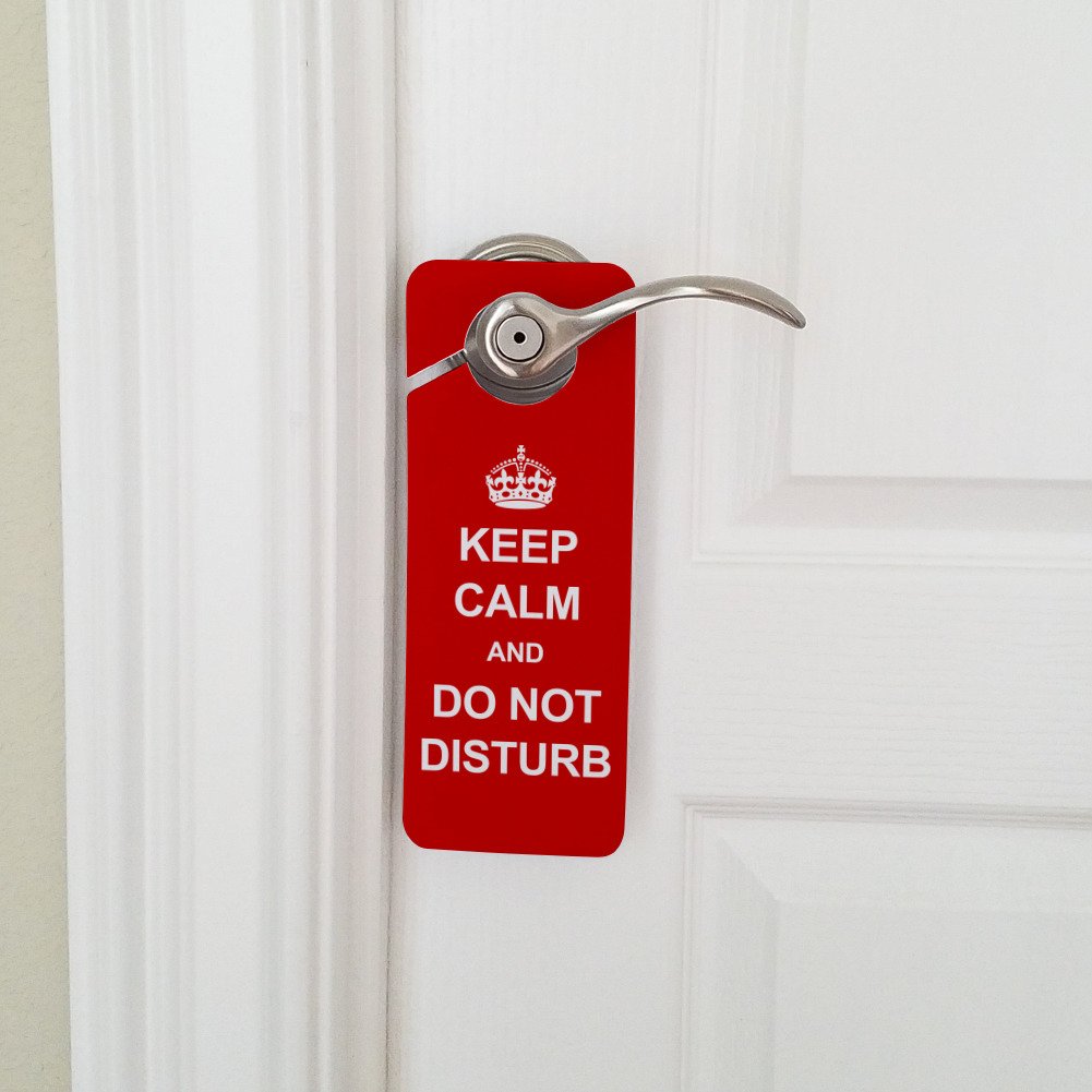Graphics And More Keep Calm And Do Not Disturb Red Plastic Door Knob Hanger Sign