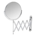 JERDON Two-Sided Wall-Mounted Makeup Mirror with 7X-1X Magnification - 8    Diameter Mirror with Scissor Bracket Extends Up to 2