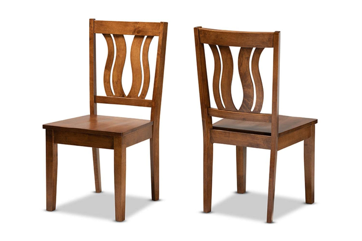 Baxton Studio Fenton Modern and Contemporary Transitional Walnut Brown Finished Wood 2-Piece Dining Chair Set
