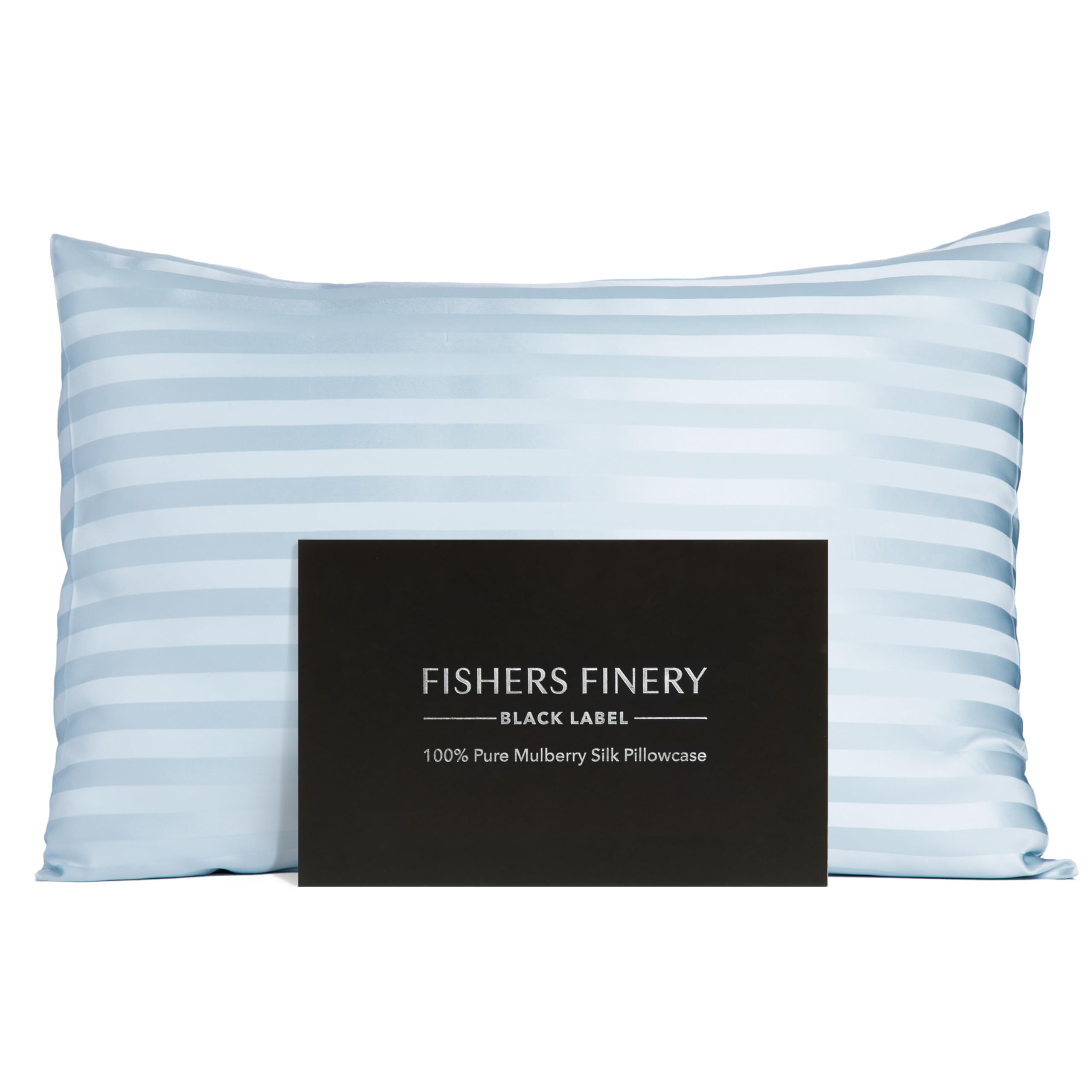 Fishers Finery 30Mm 100% Pure Mulberry Silk Pillowcase, Good Housekeeping Quality Tested (Blue Stripe, King)