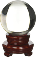 Amlong Crystal Meditation Divnation Sphere Feng Shui Crystal Ball, Lensball, Decorative Ball with Wooden Stand and Gift Box, Cle