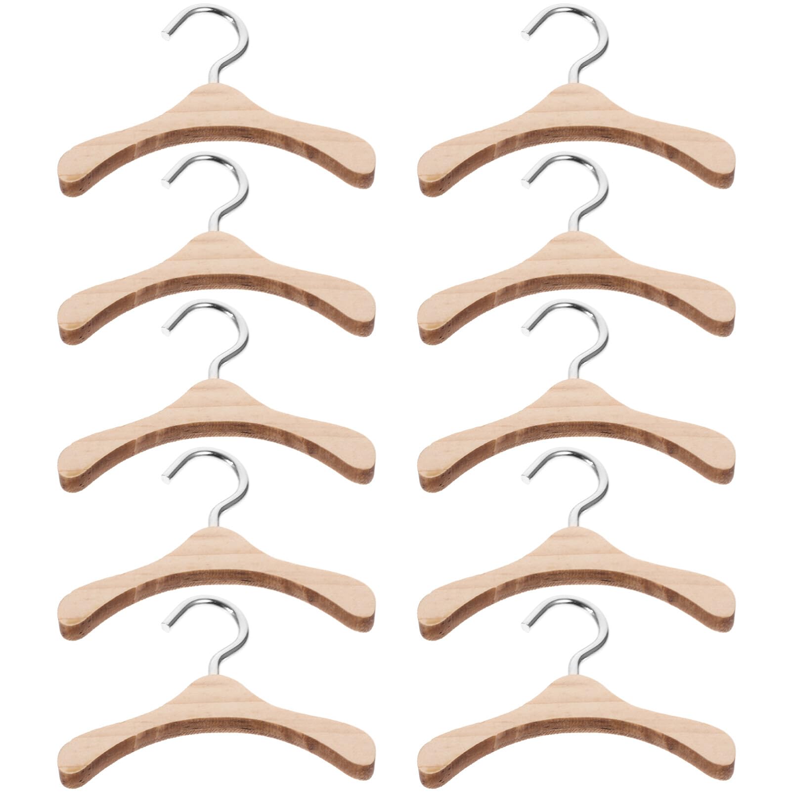 iplusmile Wooden Dolls Clothes Hanger: 10Pcs Mini Doll Clothes Hanger - Miniature Clothes Hangers Wardrobe Furniture Accessories