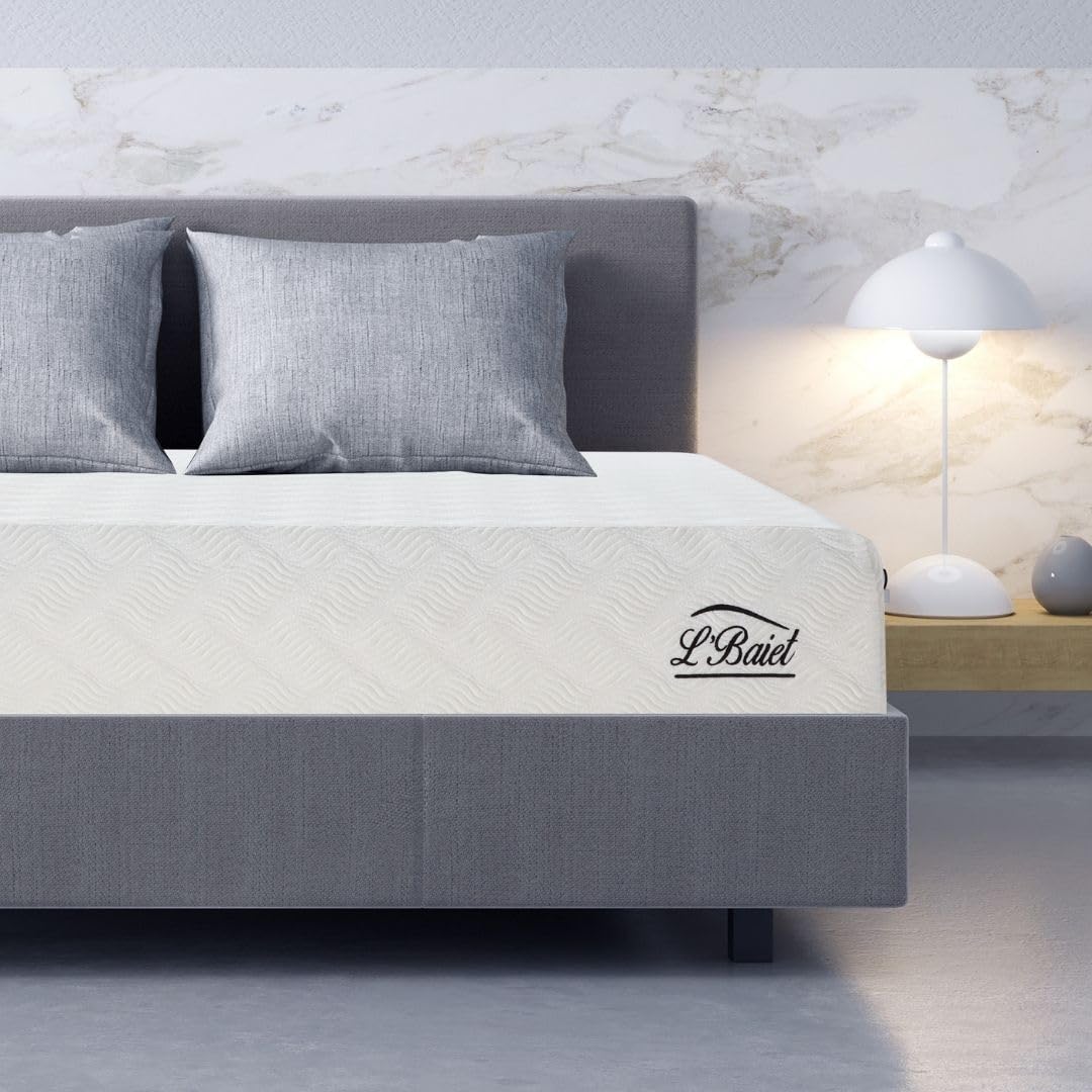 LBaiet 12    Gel Memory Foam Mattress, King Size/Bed in a Box/Medium Firm/Breathable Cooling-Gel Comfort Technology/Pressure Rel