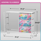 Sorbus Kids Dresser With 6 Drawers - Storage Chest Organizer Nightstand - Steel Frame, Wood Top, Tie-Dye Fabric Bins For Clothes - Wide Furniture For Bedroom, Hallway, Nursery, Closet, & Apartment