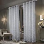 Always4U 100% Blackout Soft Velvet Curtains For Bedroom Living Room Thermal Energy Saving 63 Inches Long Luxury Silver Foil Prin