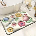 KERMIS 3D Visual BathDoor Mat Cute Peach Design Bathroom Rugs AntiSlip Absorbent Floor Mat for Bathroom AntiSlip Quick Drying