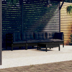 vidaXL Solid Pinewood Patio Lounge Set 5 Piece with Cushions Garden Outdoor Lawn Yard Terrace Balcony Wooden Seat Seating Furniture