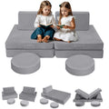 MeMoreCool Modular Kids Play Couch for Toddlers, Foam Explorer Sofa with Building Fort Feature, Kids Couch for Playroom, Grey