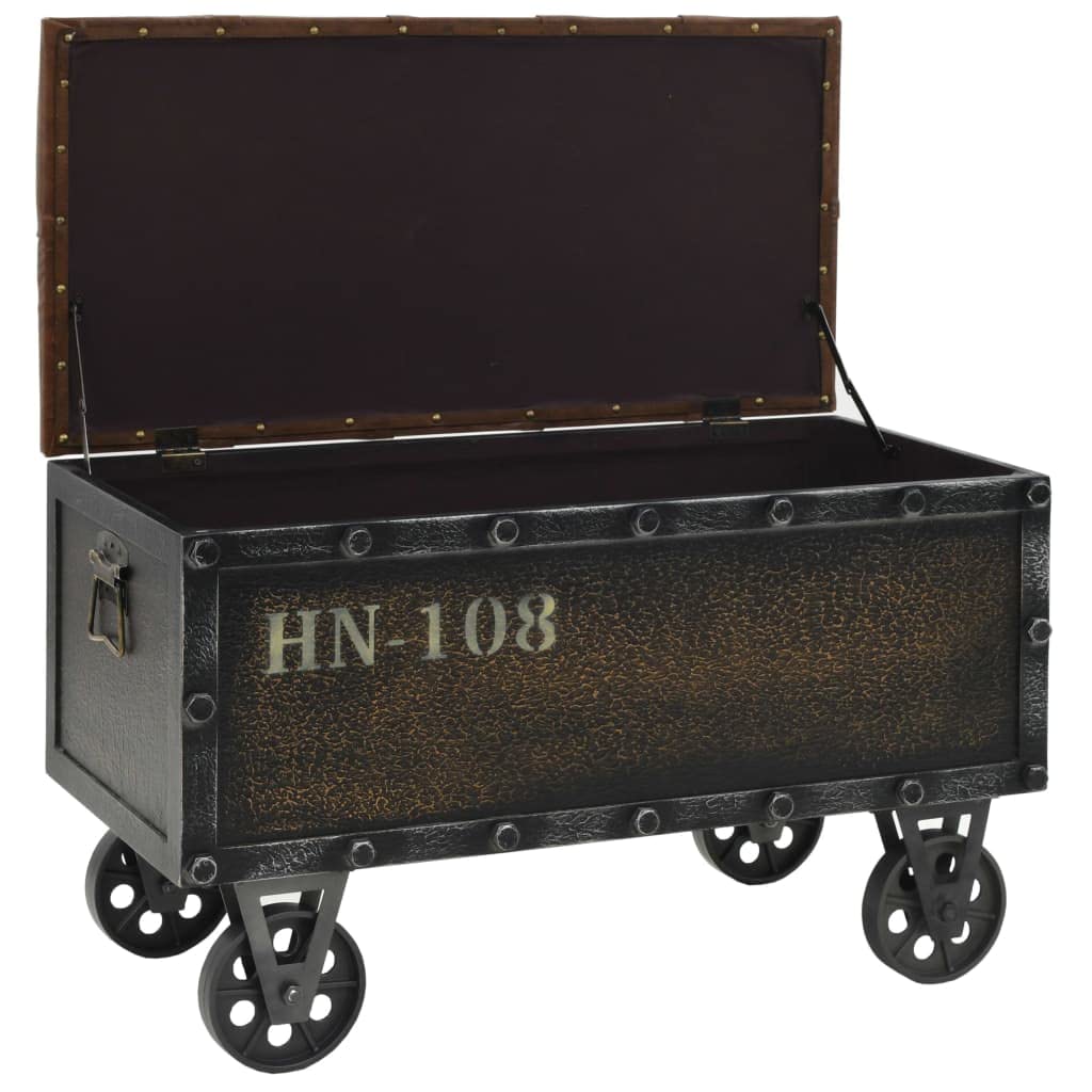 vidaXL Storage Bench with Wheels, Brown, Engineered Wood, 31.7" x 16.1" x 19.7"