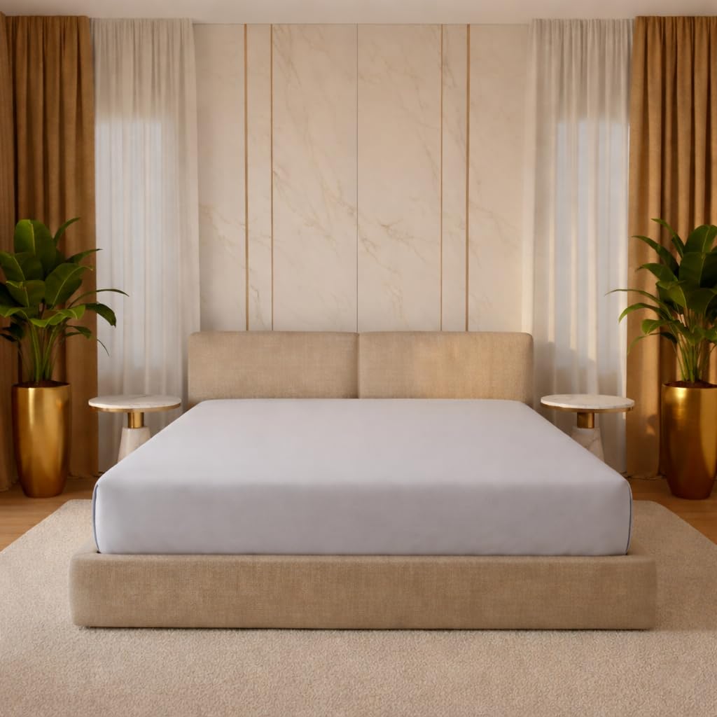 Knight Kavalier 500Tc 100% Egyptian Cotton Queen Size Fitted Bedsheet (60 X 78 Inch) | AllRound Elastic | Fits Upto 12 Mattres